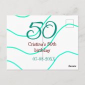 Carte Postale Vert rouge 50 anniversaire anniversaire ajouter no (Dos)