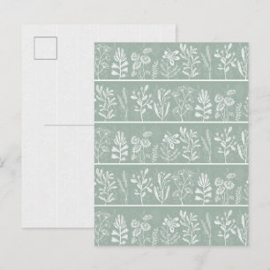 Carte Postale Vert sauge doux Herbier botanique imaginaire
