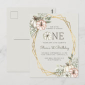 Carte postale vert sauge pour le 1er anniversaire (Devant / Derrière)