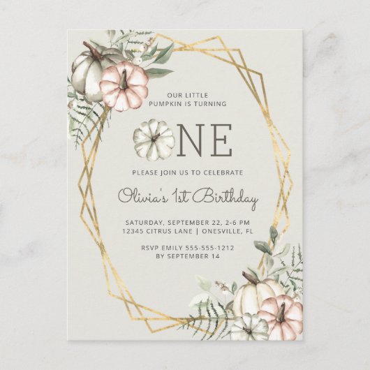 Carte postale vert sauge pour le 1er anniversaire (Devant)