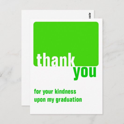 Carte Postale Vert sur mesure - Merci - Graduation (Devant / Derrière)