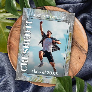 Carte Postale Vert Turquoise bleu gris Faire-part de graduation