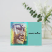 Carte Postale vert visage bouddha (Debout devant)