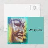 Carte Postale vert visage bouddha (Devant / Derrière)