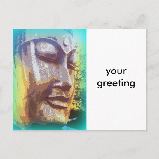 Carte Postale vert visage bouddha (Devant)