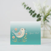 Carte postale verte avec broderie florale de petit (Debout devant)