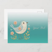 Carte postale verte avec broderie florale de petit (Devant / Derrière)