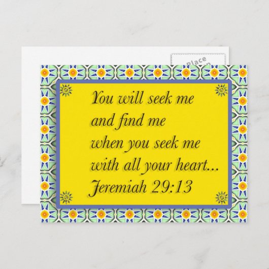 Carte postale Verte Bible Chrétienne Bleu Vert (Devant / Derrière)