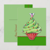 Carte postale verte Cupcake de Noël (Devant / Derrière)