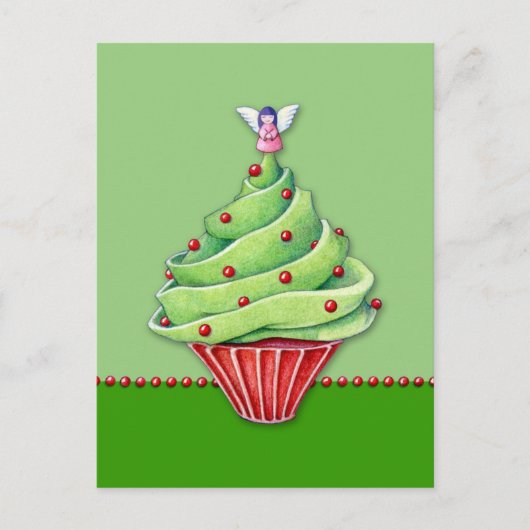 Carte postale verte Cupcake de Noël (Devant)