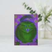 Carte postale verte de chat effrayant (Debout devant)