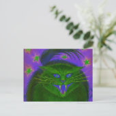 Carte postale verte de chat effrayant horizontale (Debout devant)