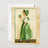 Carte postale verte de la Fille de la Saint Patric (Devant / Derrière)