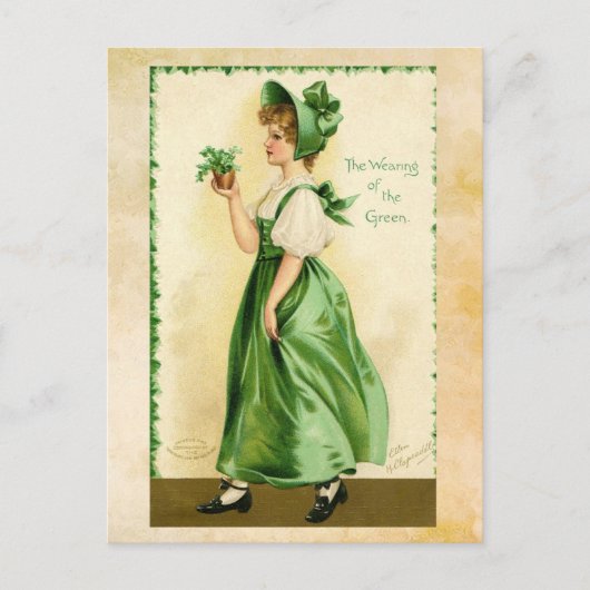 Carte postale verte de la Fille de la Saint Patric (Devant)