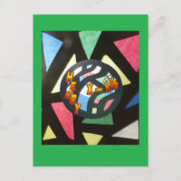Carte postale verte du Motif en verre de Noël