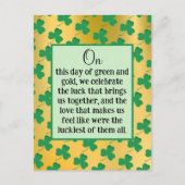 Carte postale verte et dorée de la Saint-Patrick (Devant)
