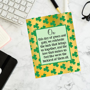 Carte postale verte et dorée de la Saint-Patrick