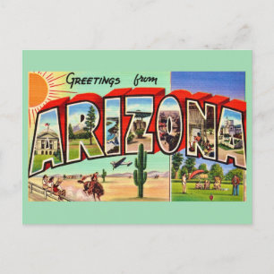 Carte postale verte rétro Arizona