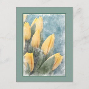 Carte postale Verte Tulips Aquarelle