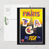 Carte postale Vertical Destination Paris (Devant / Derrière)