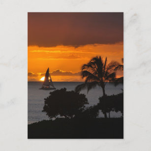 Carte postale verticale - Coucher de soleil hawaïe