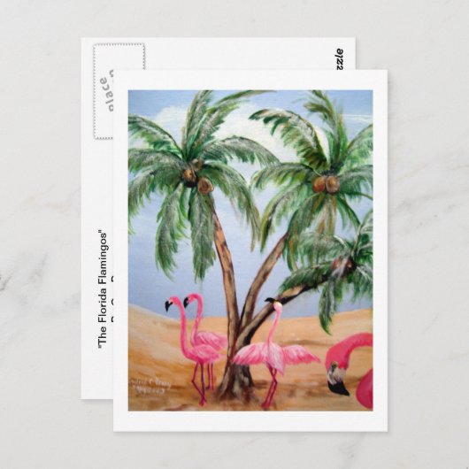 Carte postale Verticale de la faune "Les Flamants (Devant / Derrière)