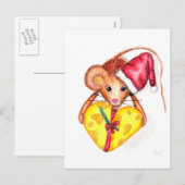 Carte postale verticale de la souris Noël (Devant / Derrière)