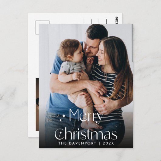 Carte postale verticale de Noël à la main classiqu (Devant / Derrière)