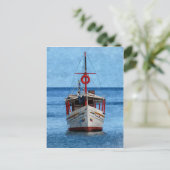 Carte postale verticale du bateau de l'île Margari (Debout devant)