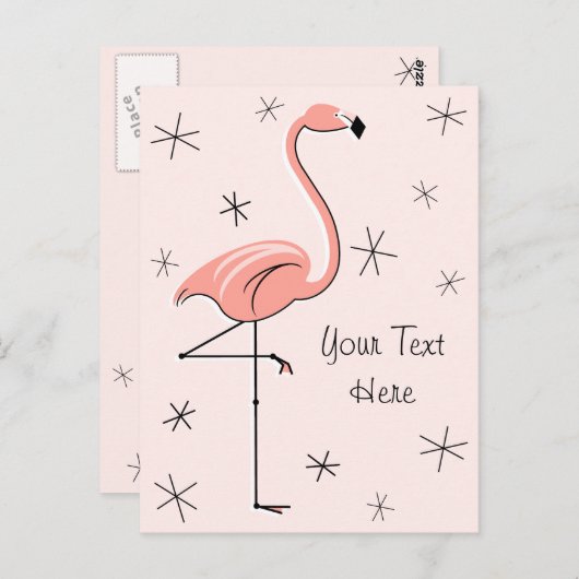Carte postale verticale Flamant rose rose (Devant / Derrière)