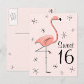 Carte postale verticale Flamant rose rose "Sweet 1 (Devant / Derrière)