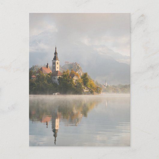 Carte postale verticale Foggy sunrise Lake Bled (Devant)