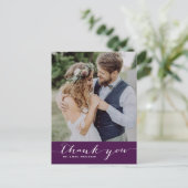 Carte postale verticale Mariage de script violet (Debout devant)