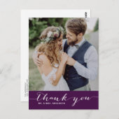 Carte postale verticale Mariage de script violet (Devant / Derrière)