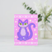 Carte postale verticale rose Art Stars Chat Design (Debout devant)