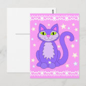 Carte postale verticale rose Art Stars Chat Design (Devant / Derrière)