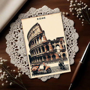 Carte Postale Vespa vintage de Rome et Colisée