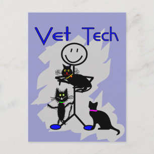 Carte Postale Vet Tech Stick Personne Avec Chats Noirs