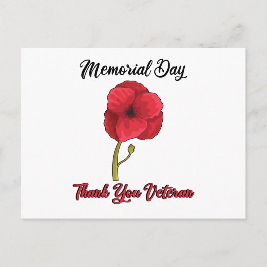 Carte Postale Veterans Day Pride USA Memorial Day Poppy Poppy (Devant)