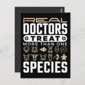 Carte Postale Vétérinaire Les médecins réels traitent plus d'une (Devant / Derrière)
