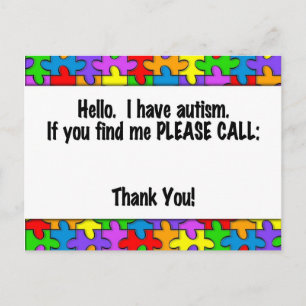 Carte Postale Veuillez appeler la balise Autism ID
