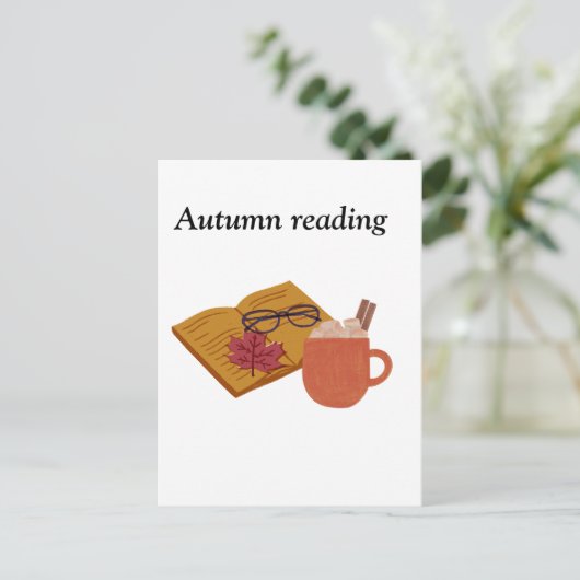 Carte Postale Vibes Confortables Automne - Cocos Chauds, Livres  (Debout devant)