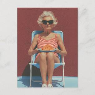 Carte Postale Vibes de l'été rétro – Portrait d'une femme âgée é
