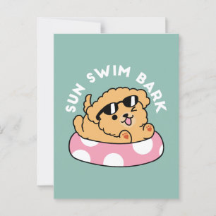 Carte Postale Vibes d'été Chien - Chiot flottant avec lunettes d