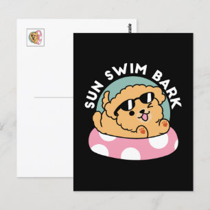Carte Postale Vibes d'été Chien - Chiot flottant avec lunettes d