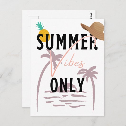 Carte Postale Vibes d'été seulement Plage (Devant / Derrière)