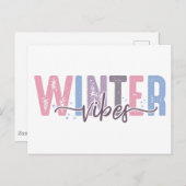 Carte Postale Vibes d'Hiver - Typographie Douce Pastel (Devant / Derrière)