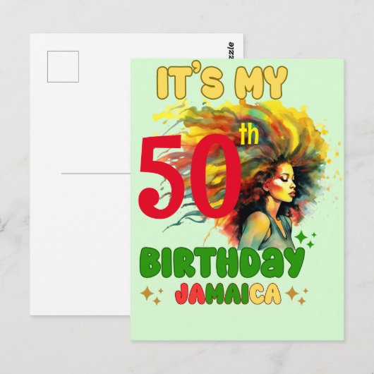 Carte Postale Vibes d'île Jamaïque Anniversaire Fille Groupe Cor (Devant / Derrière)