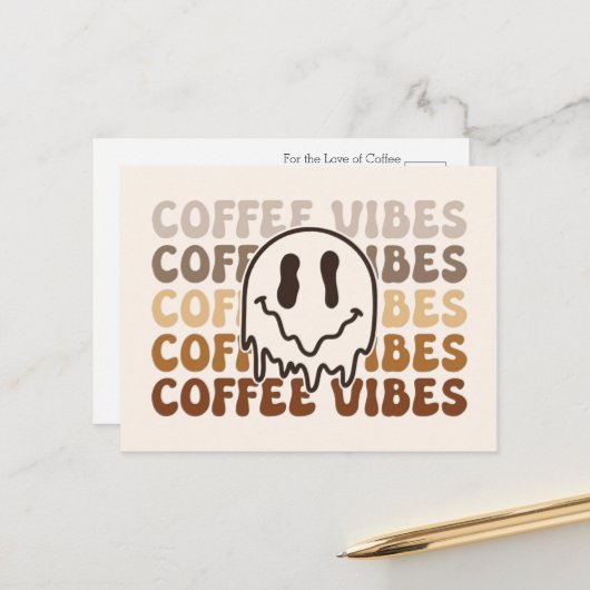 Carte Postale Vibes du Café (Devant/Arrière en situation)
