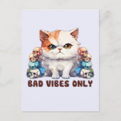 Carte Postale Vibes incorrectes uniquement - Fierce Chat & Skuls (Devant)